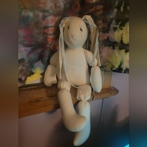 Vintage Bunny Plush Doll Cottagecore Collectible Floppy Ears Off White